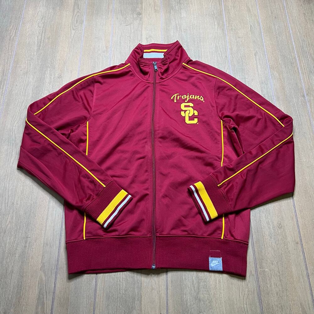 Nike USC Trojans Track Jacket Men’s Medium Red Full Zip Swoosh NCAA Y2K